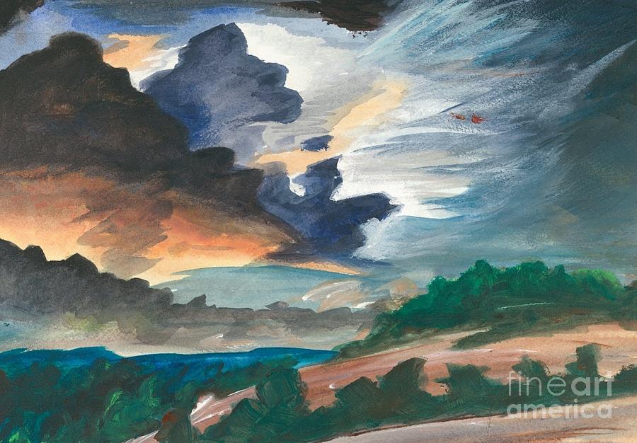 Western Storm Clouds in Watercolor Painting by Expressions By Stephanie