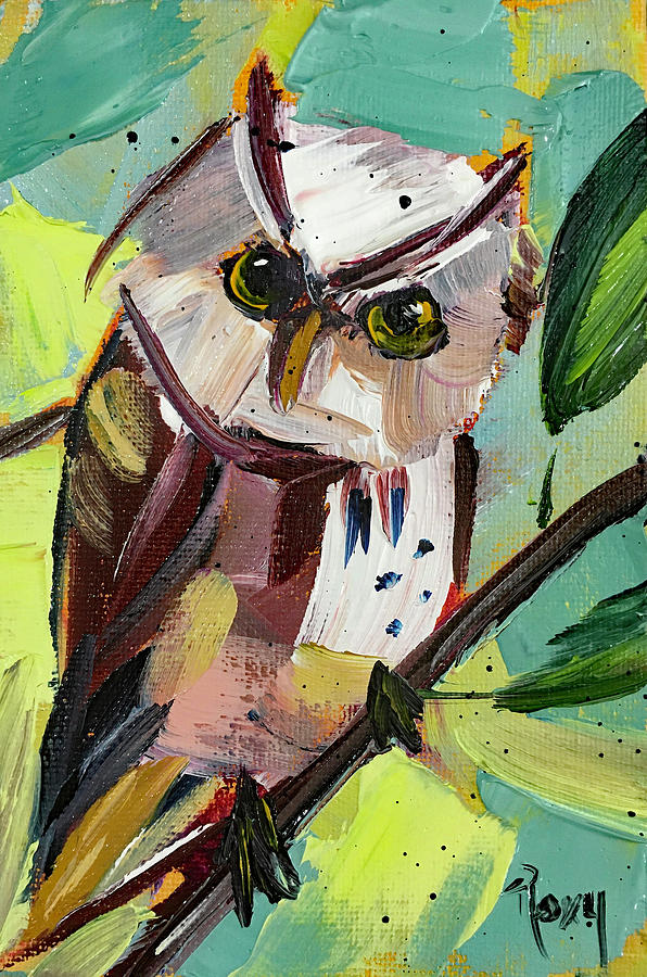 Western Screech Owl Painting by Roxy Rich