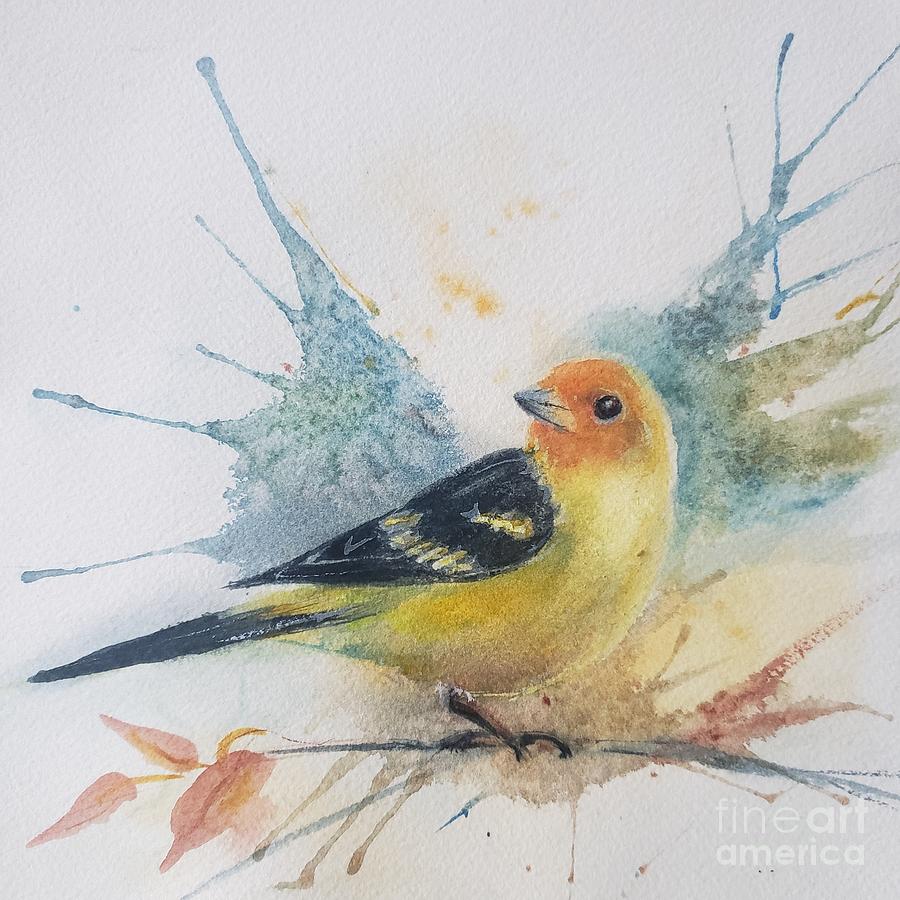 Western Tanager Painting - Western tanager by Patricia Pushaw