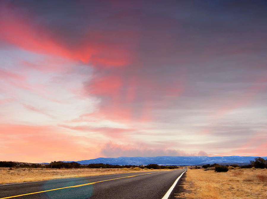 Western USA Highway with Sunset Photograph by Bob Pardue