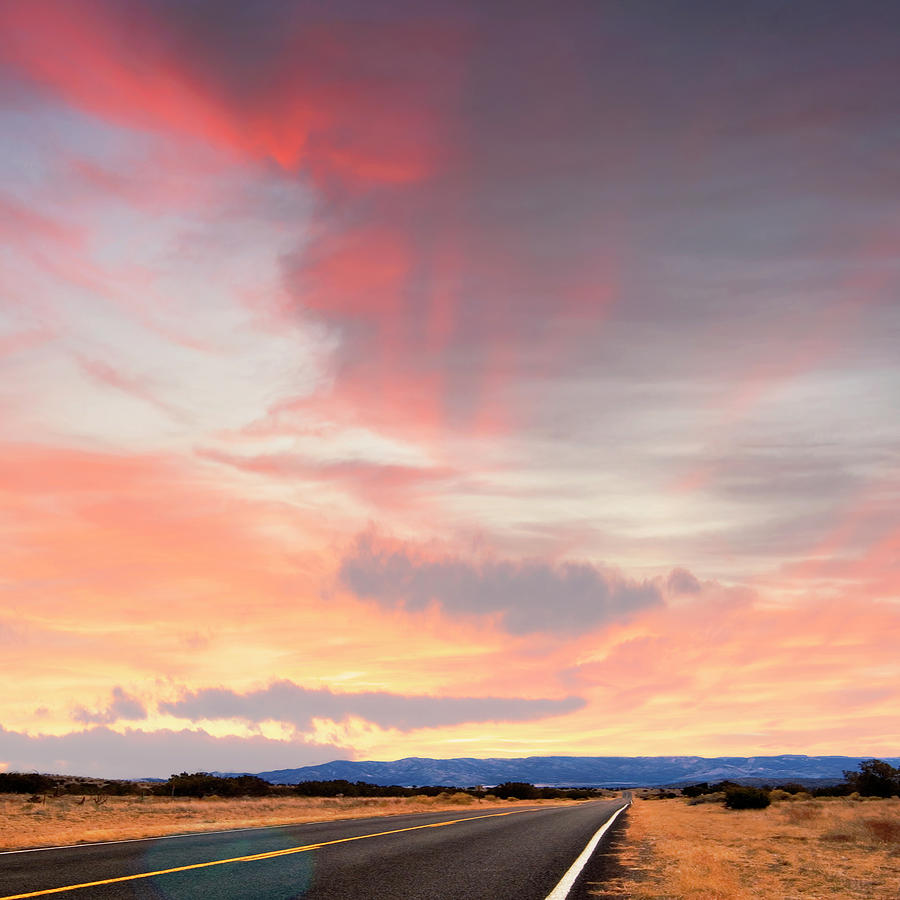 Western USA Highway with Sunset SQ Photograph by Bob Pardue
