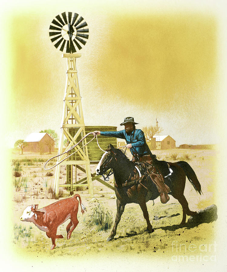 Western Windmill Painting by Jim Butcher