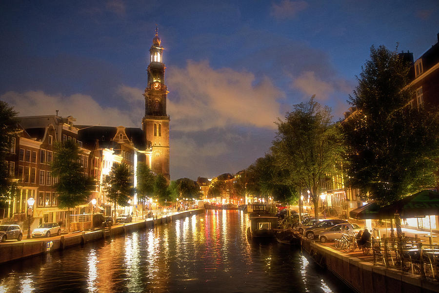 Westertoren Tower at Night  Photograph by Cheryl Strahl
