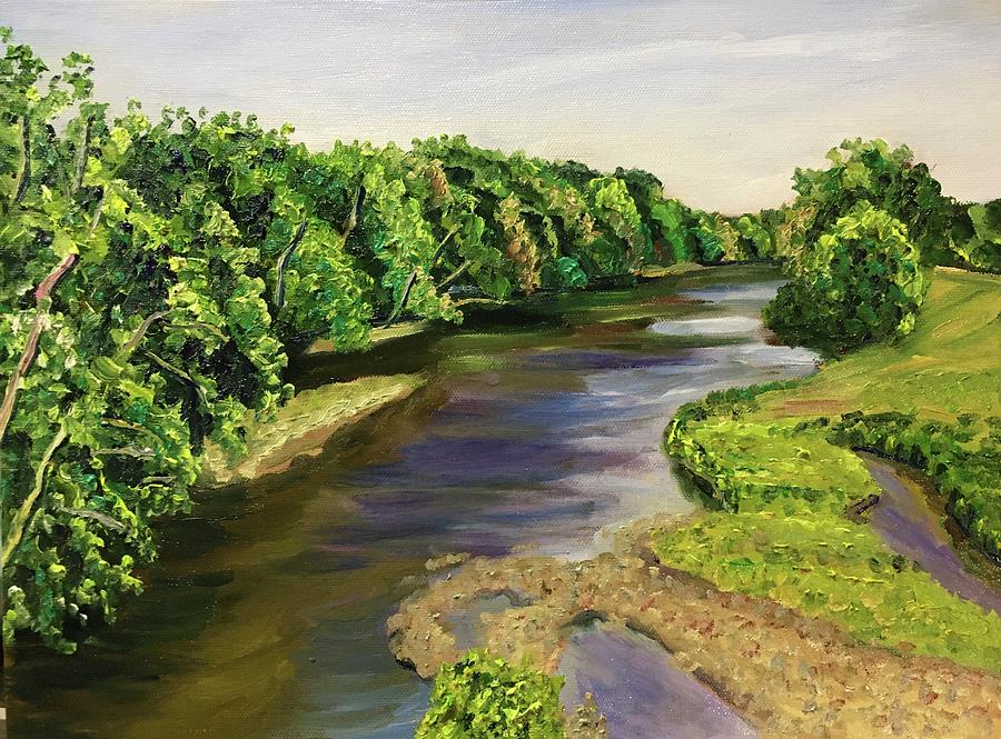 Westfield River, View from Green Bridge Painting by Richard Nowak