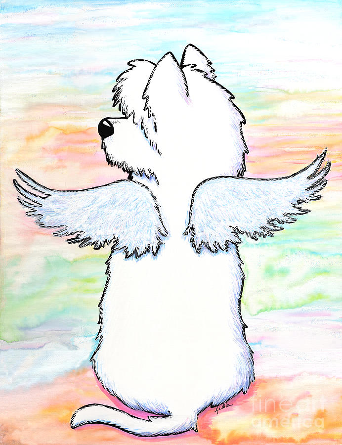 Westie Angel Painting by Kim Niles - Pixels