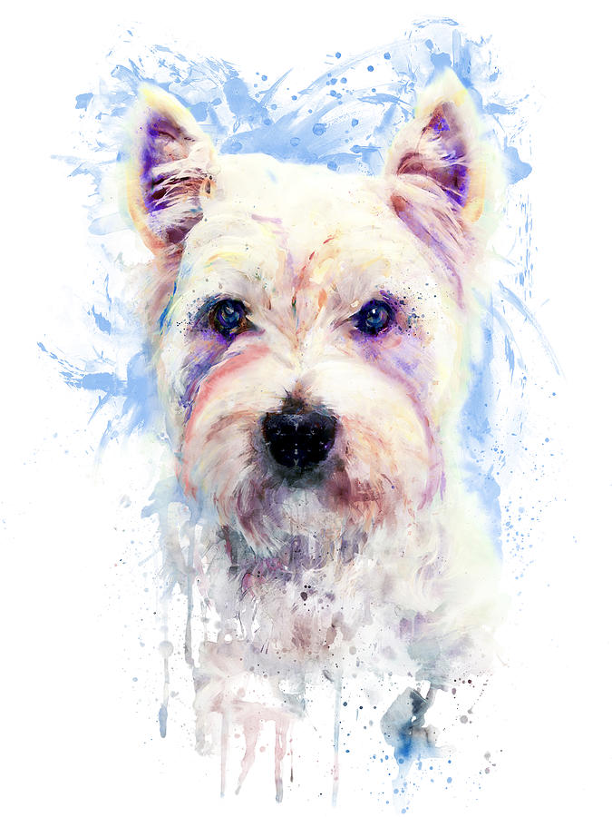 Westie Head Painting by Marian Voicu