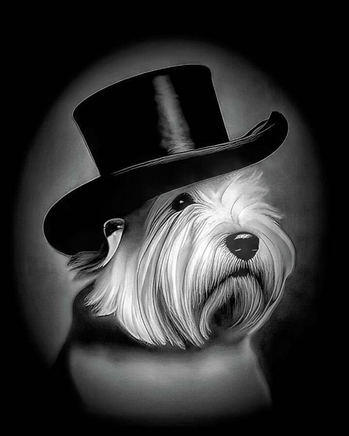 Westie in a Top Hat Black and White Ai Art by AI Digital Westie in a Top Hat Black and White Ai Art by AI Digital
