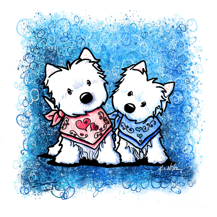 Westie Sweethearts Mixed Media by Kim Niles aka KiniArt - Fine Art America