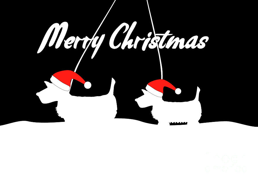 Westies White Merry Christmas Digital Art by Barefoot Bodeez Art