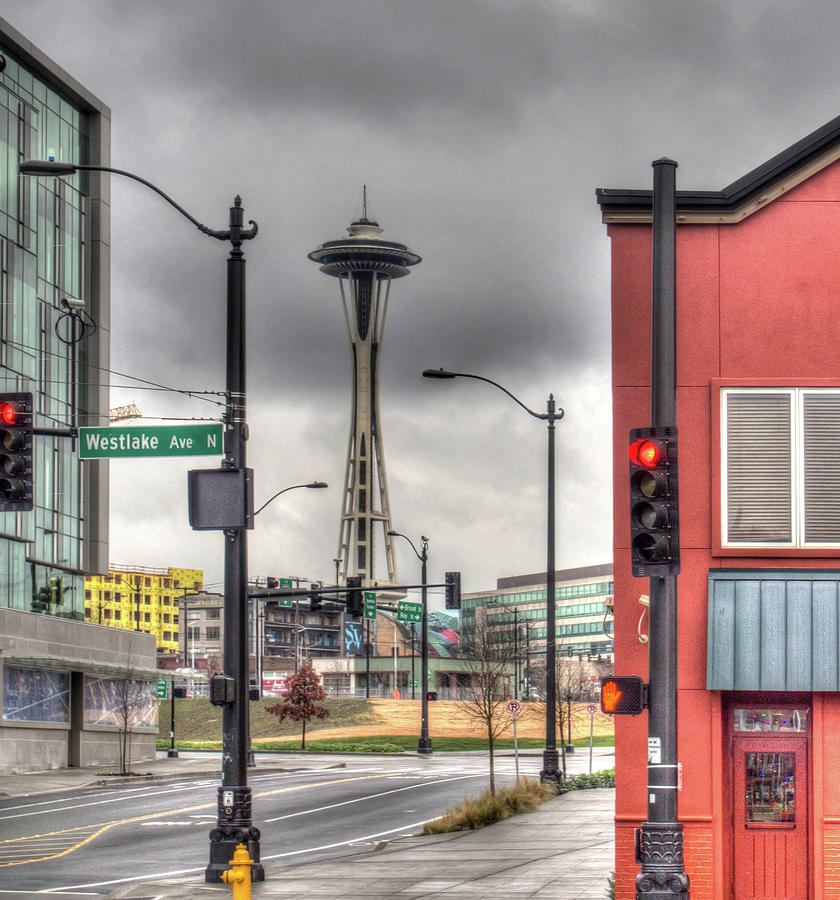Westlake Ave and Space Needle Photograph by Thom Zehrfeld