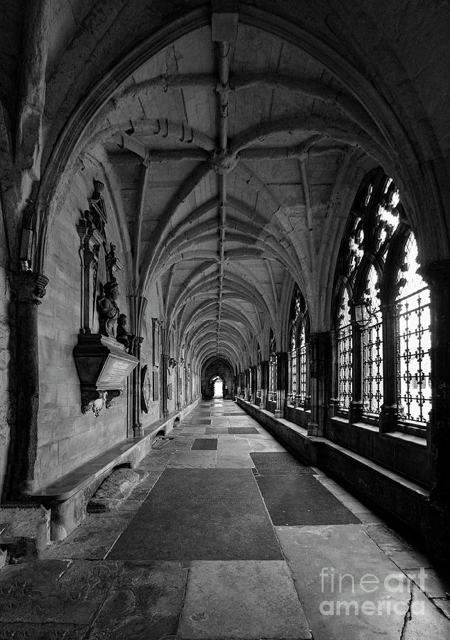 Westminster Abbey Architecture The Corridors are Sublime BW Photograph by Wayne Moran