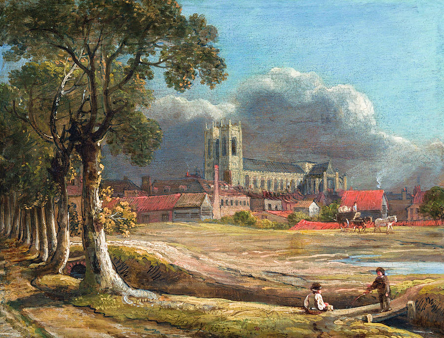 London Painting - Westminster Abbey from Tothill Fields by John Varley 1832 by John varley