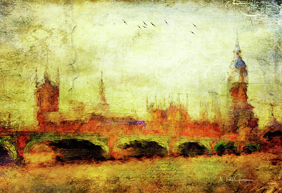 Westminster Palace from the South Bank Mixed Media by Nicky Jameson