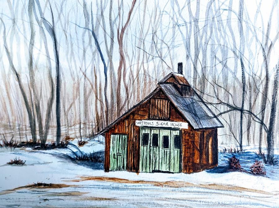 Winter Painting - Westons Sugar Shack by Christine Ritter