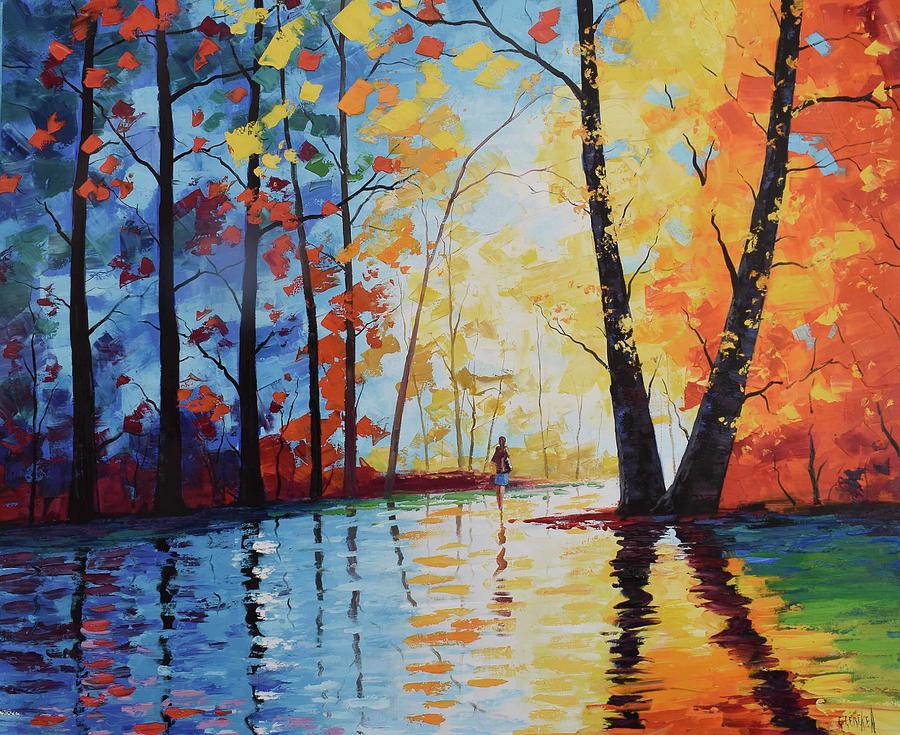 Fall Painting - Wet Autumn road by Graham Gercken