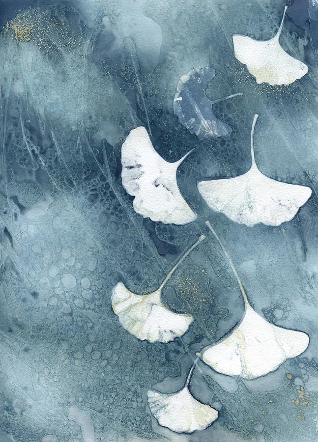 Wet Cyanotype Gingko Leaf Photograph by Jane Linders