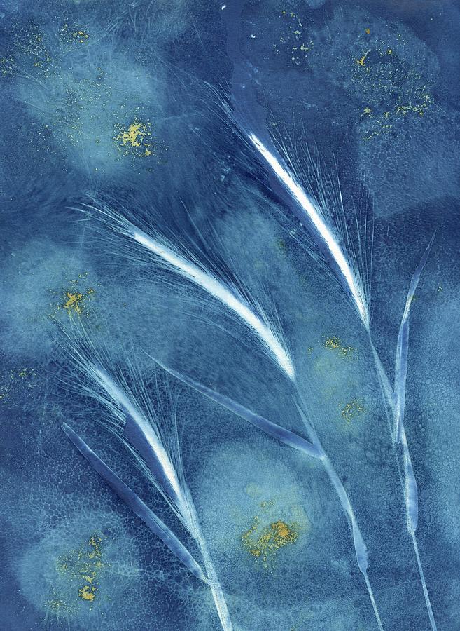 Wet Cyanotype Grass Botanical Photograph by Jane Linders