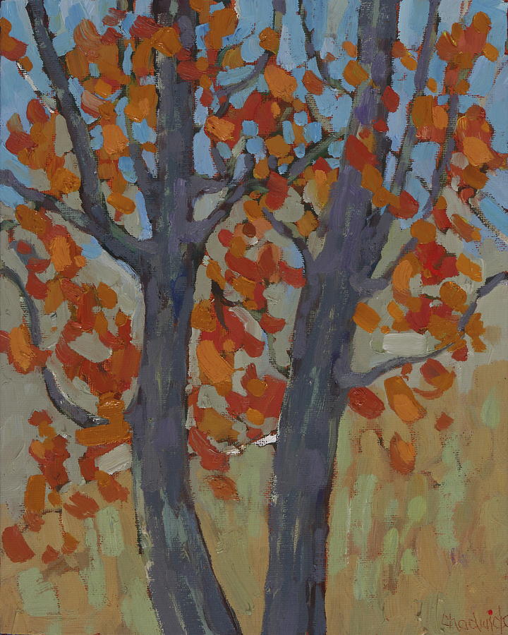 Wet Maples in December Painting by Phil Chadwick