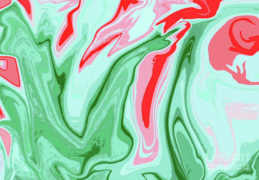 Wet Paint, Red And Green Mixed Media