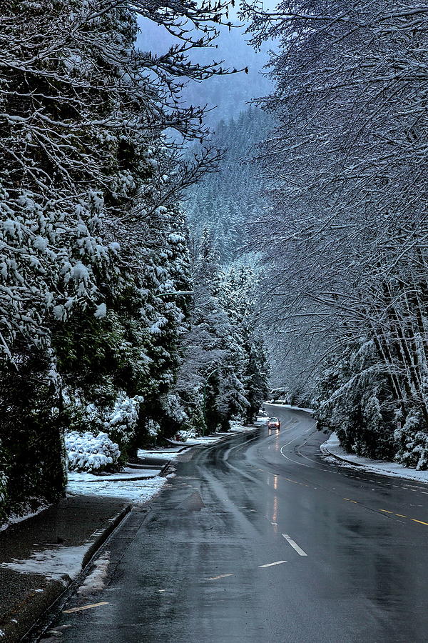 Wet Winter Road to Grouse Mountain  Photograph by Alex Lyubar