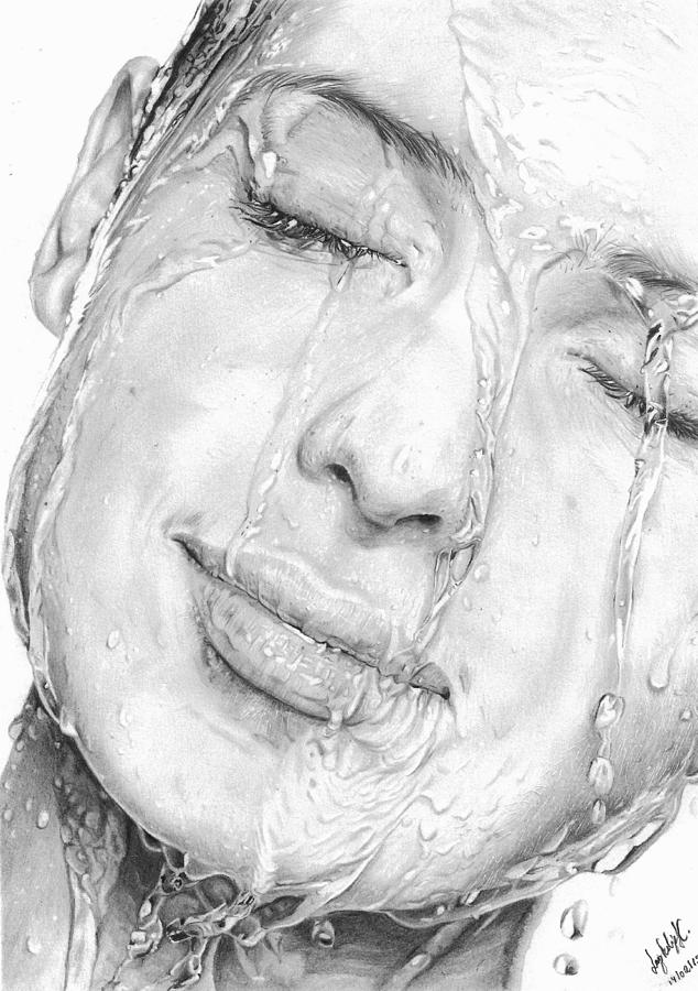 Wet Woman Face Drawing by Luiz Felipe Coelho Fine Art America