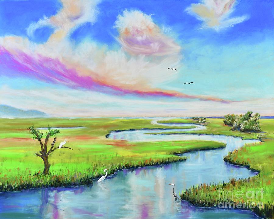 Wetland Birds Pastel by Mary Scott