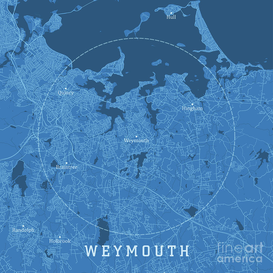 Weymouth Ma City Vector Road Map Blue Text Frank Ramspott 