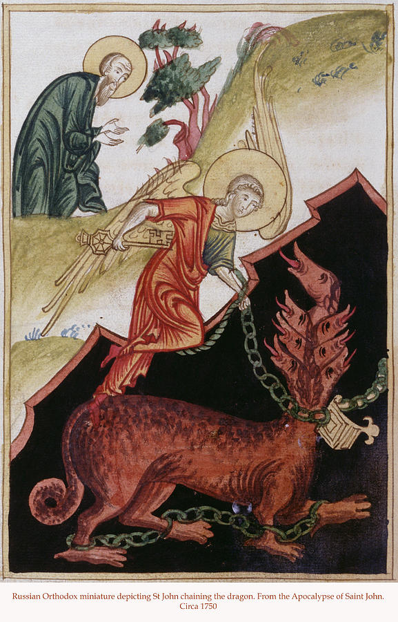 Dragon Drawing - WHA-0104-0773 St John Chains the Dragon by Universal Images Group