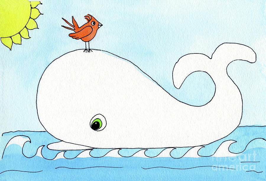 Whale and Bird Friend Painting by Norma Appleton