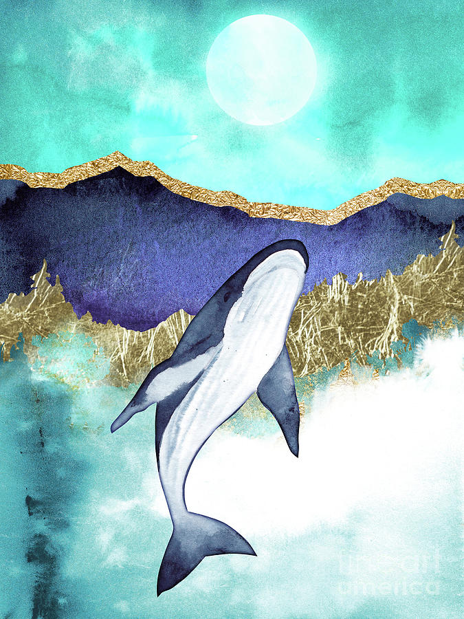 Whale And Moon Painting by Garden Of Delights