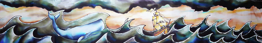 Whale and Tall Ship Painting by Karla Kay Benjamin