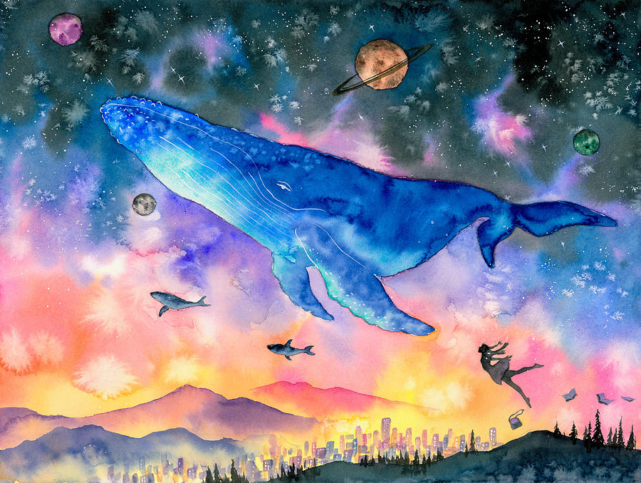 Whale Diving Into Fantasy Space Painting By Cyc Studio Fine Art America