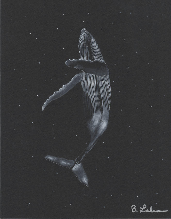 Whale in Deep Sea Painting by Bob Labno