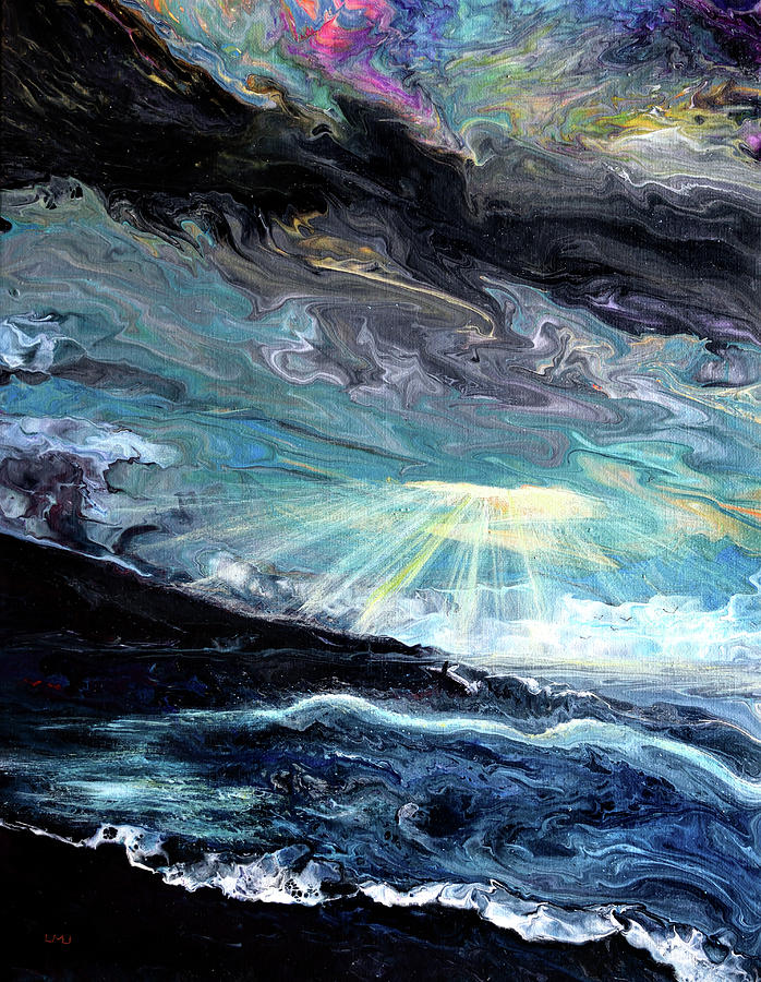 Whale in Spring Storm Painting by Laura Iverson