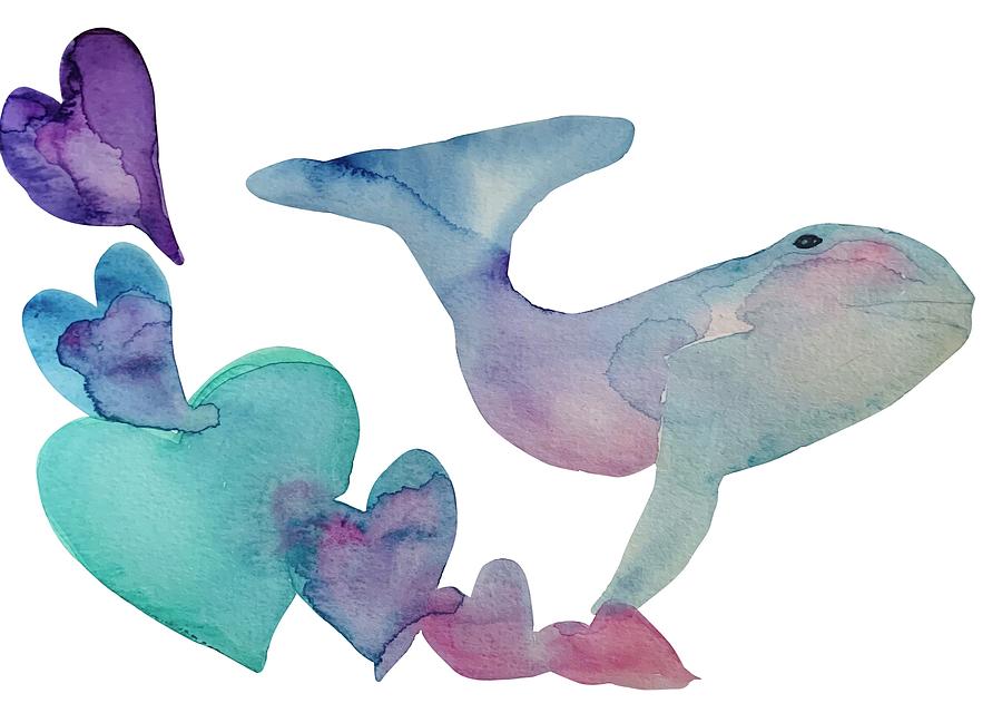 Whale Love Pastels Painting by Sandy Rakowitz