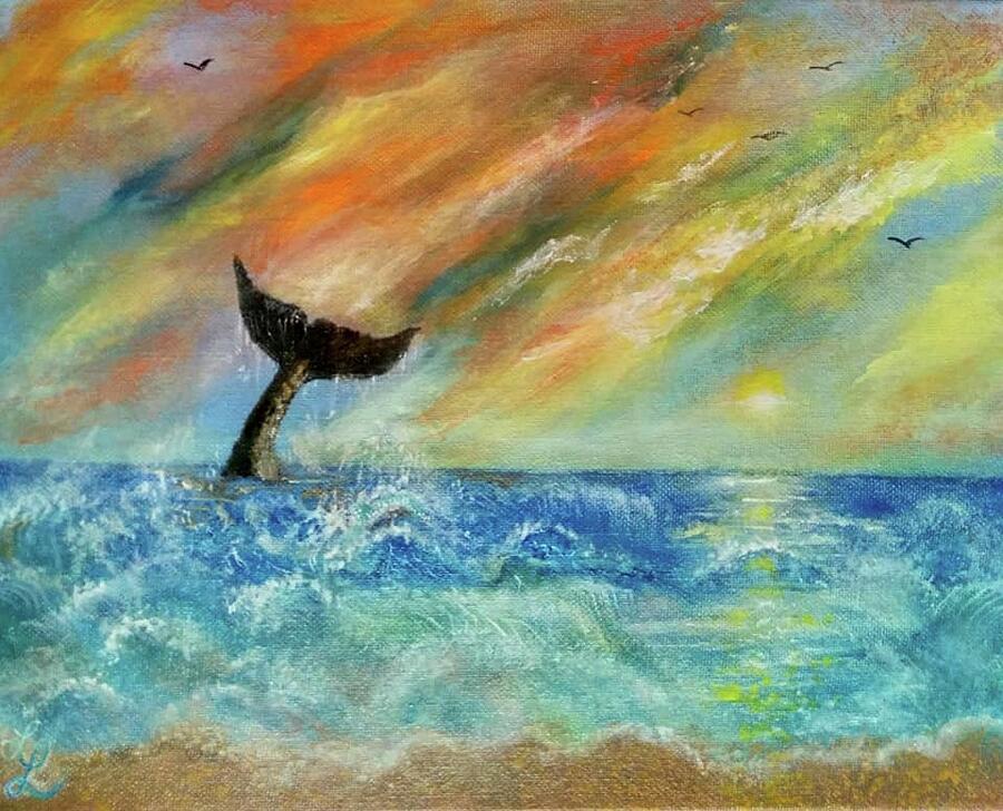 Whale Of An Imagined Sunset Painting by Lynn Raizel Lane