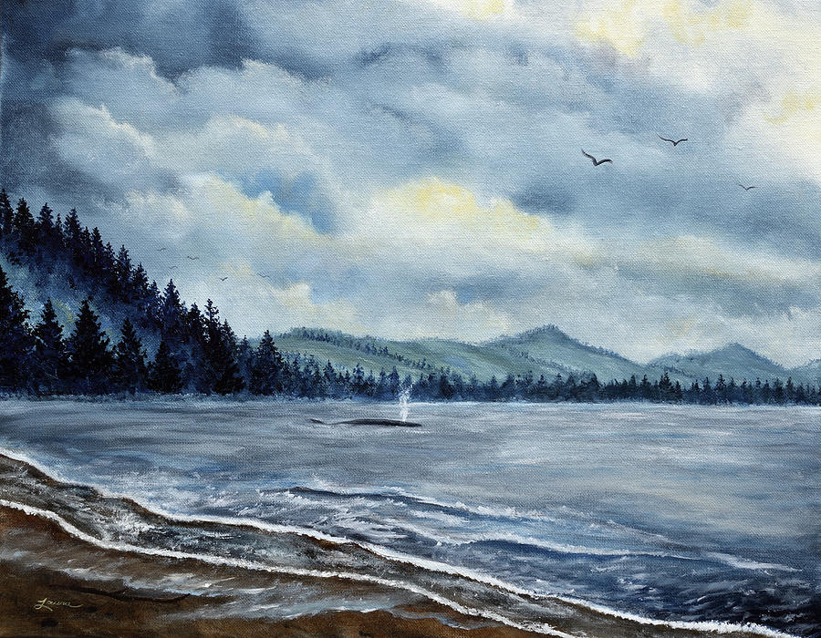 Whale Spouting At Depoe Bay Painting