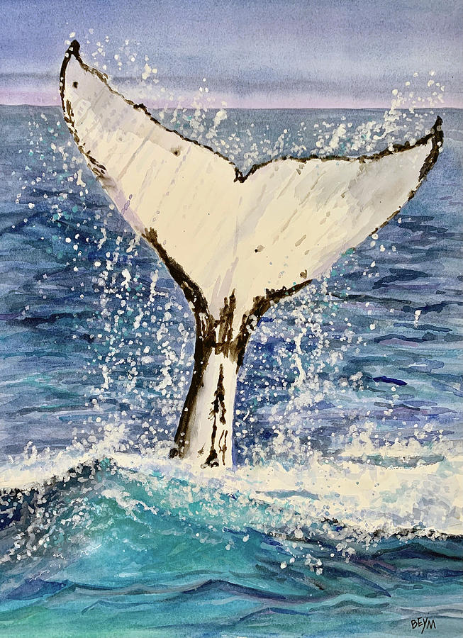 Whale Tail Painting by Clara Sue Beym
