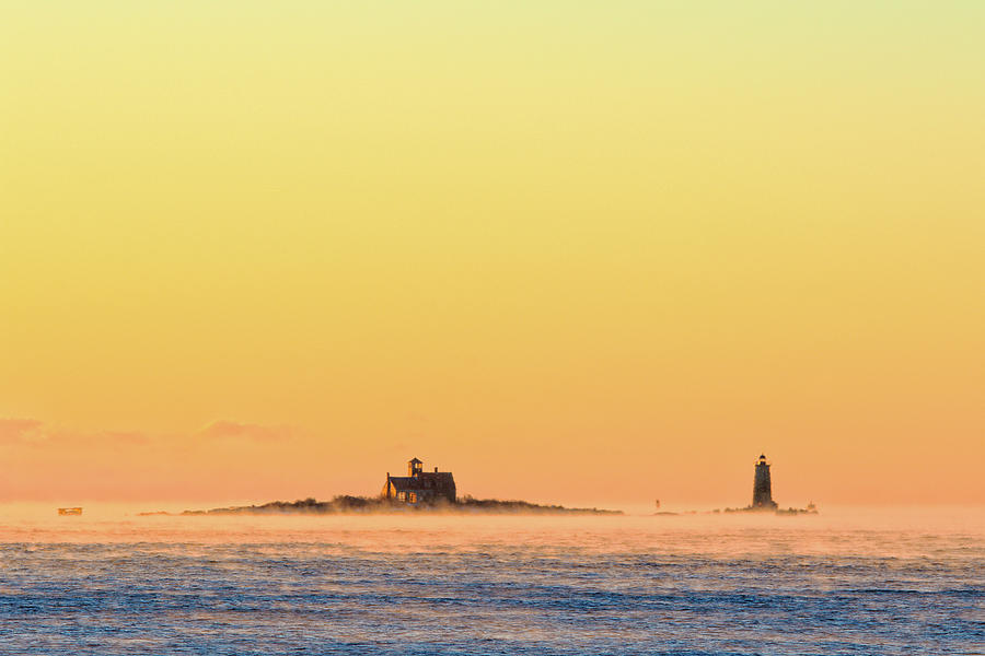 Whaleback Light and Wood Island Life Saving Station In The Sea S Photograph by Jeff Sinon