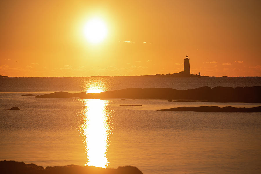 Whaleback Light Golden Sunrise Kittery ME from Portsmouth NH Photograph by Toby McGuire