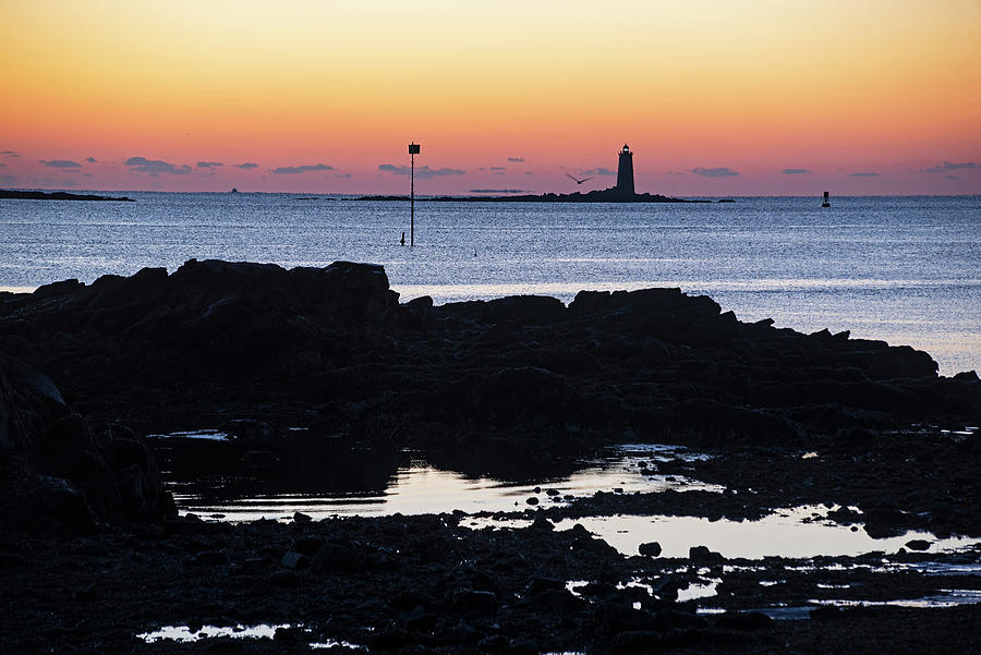 Whaleback Light Sunrise Kittery ME from Portsmouth NH Photograph by Toby McGuire