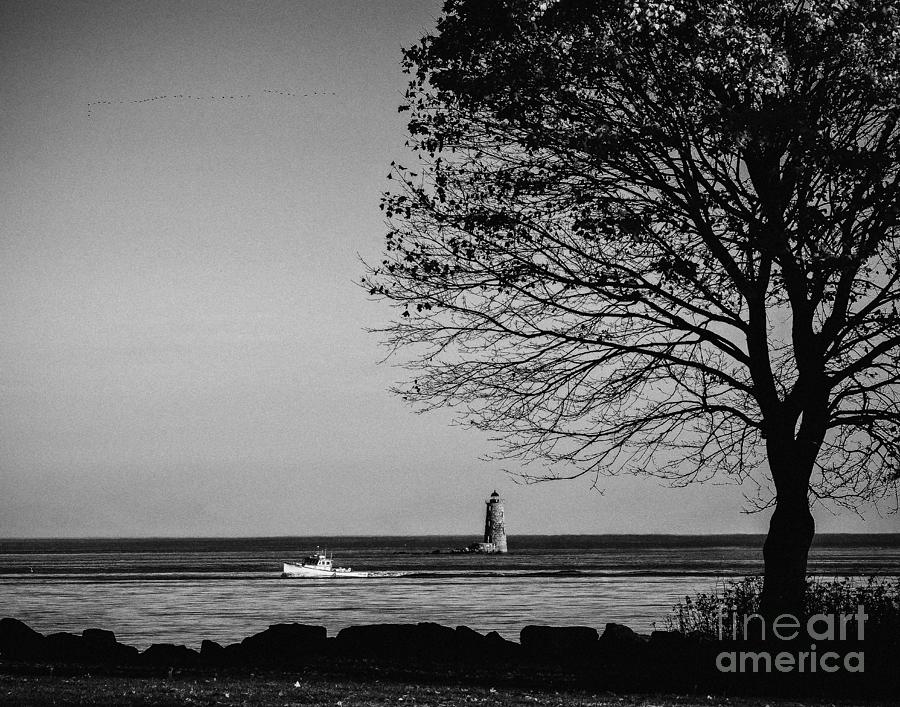 Whaleback Lighthouse in Black and White  Photograph by Steve Brown