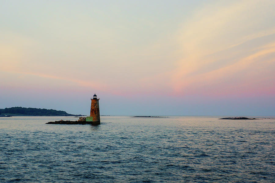 Whaleback Lighthouse - Pastel Skies Digital Art by Deb Bryce