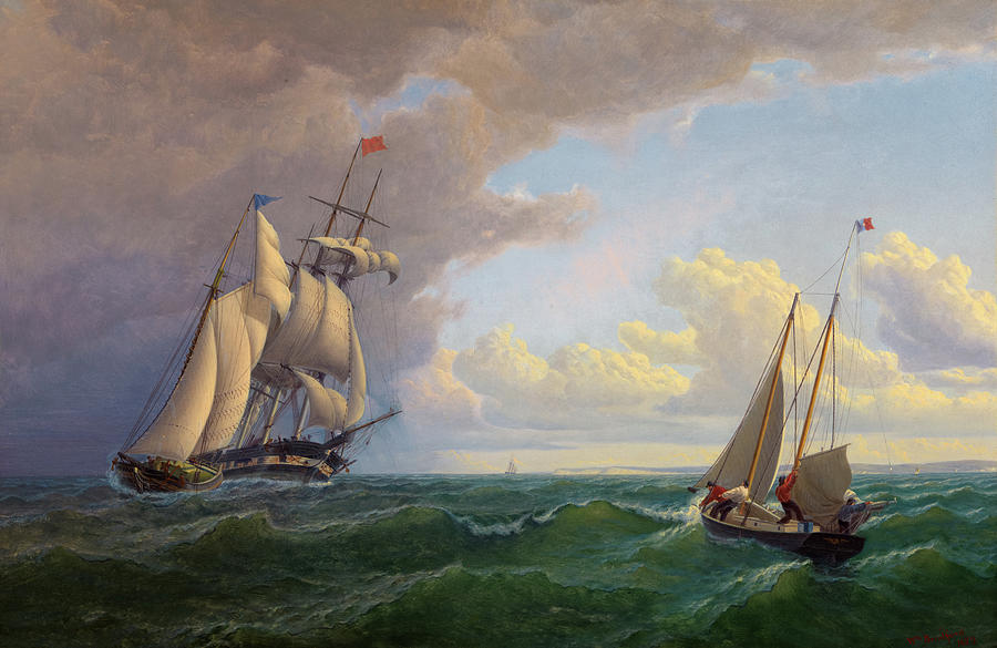 William Bradford Painting - Whaler off the Vineyard - Outward Bound, 1859 by William Bradford