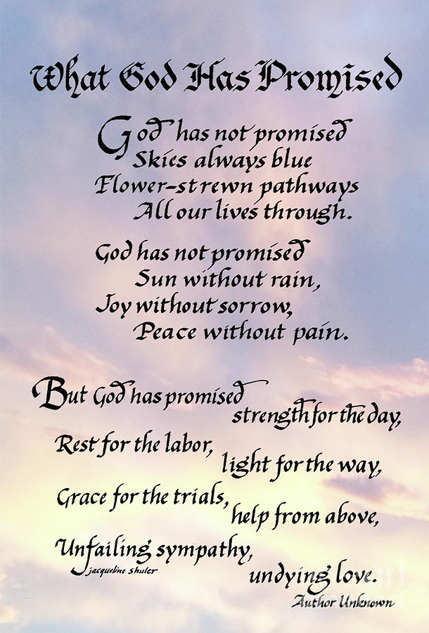 What god has Promised Drawing by Jacqueline Shuler