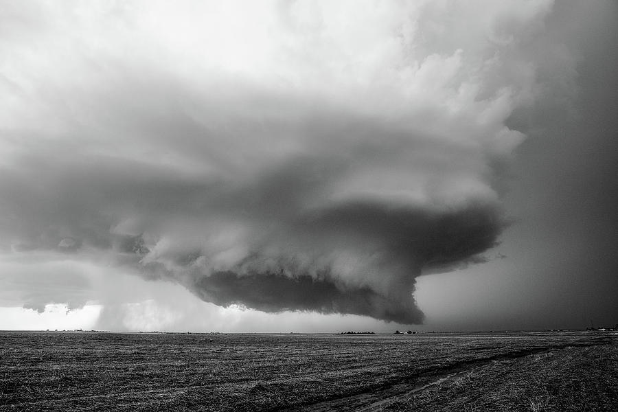 What May Come - Supercell Thunderstorm In Kansas In Black And White 