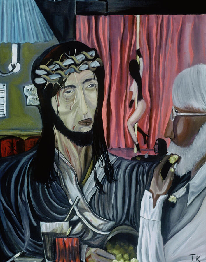 Strip Club Jesus Painting Painting by Tommervik