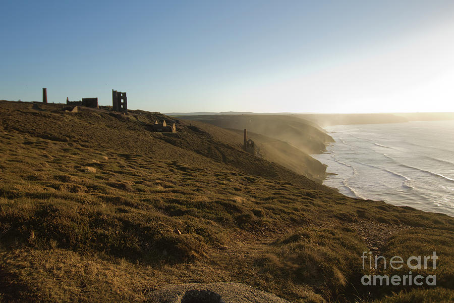 Wheal Coates Cliffs at Sunset Photograph by Terri Waters