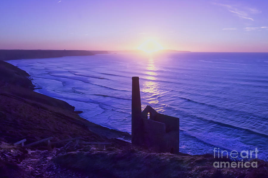 Sunset Photograph - Wheal Coates Purple Sunset by Terri Waters