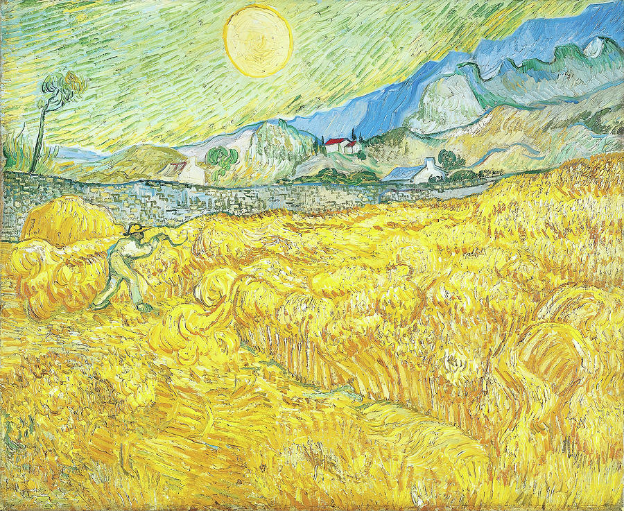 Wheat Field Behind Saint Paul Hospital With A Reaper Painting